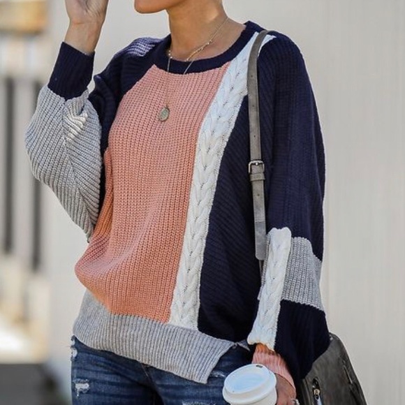 Accepting Offers🌷Colorblock Dolman Sleeve Sweater - Picture 3 of 8